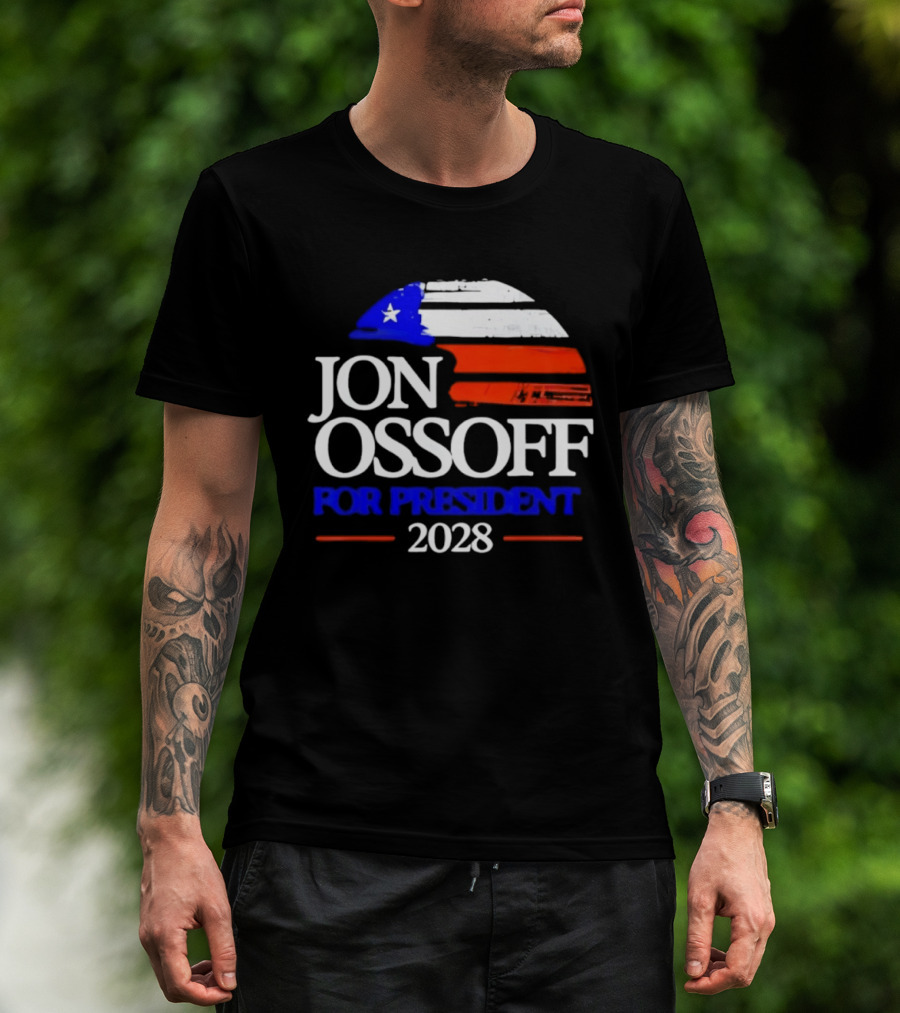 Jon Ossoff For President 2028 American Flag T-Shirt