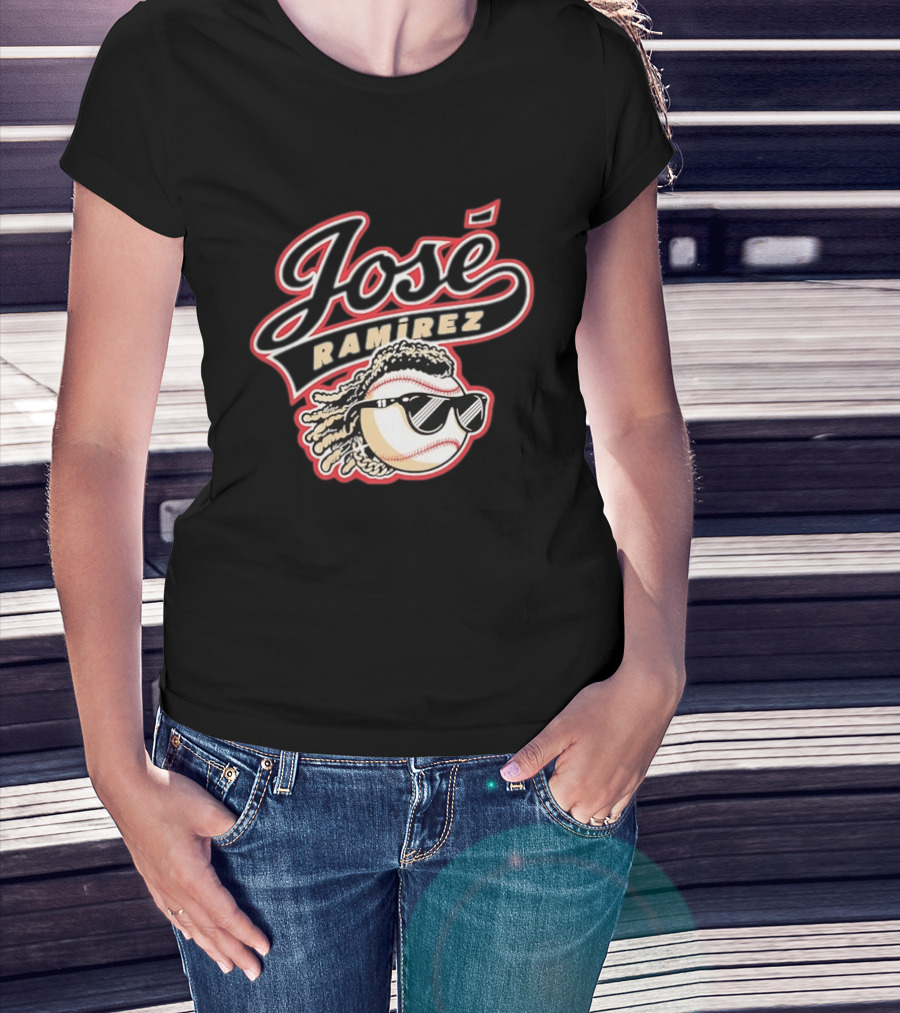 José Ramírez Cleveland Guardians Baseball Player Cool Baseball Icon With Sunglasses T-Shirt