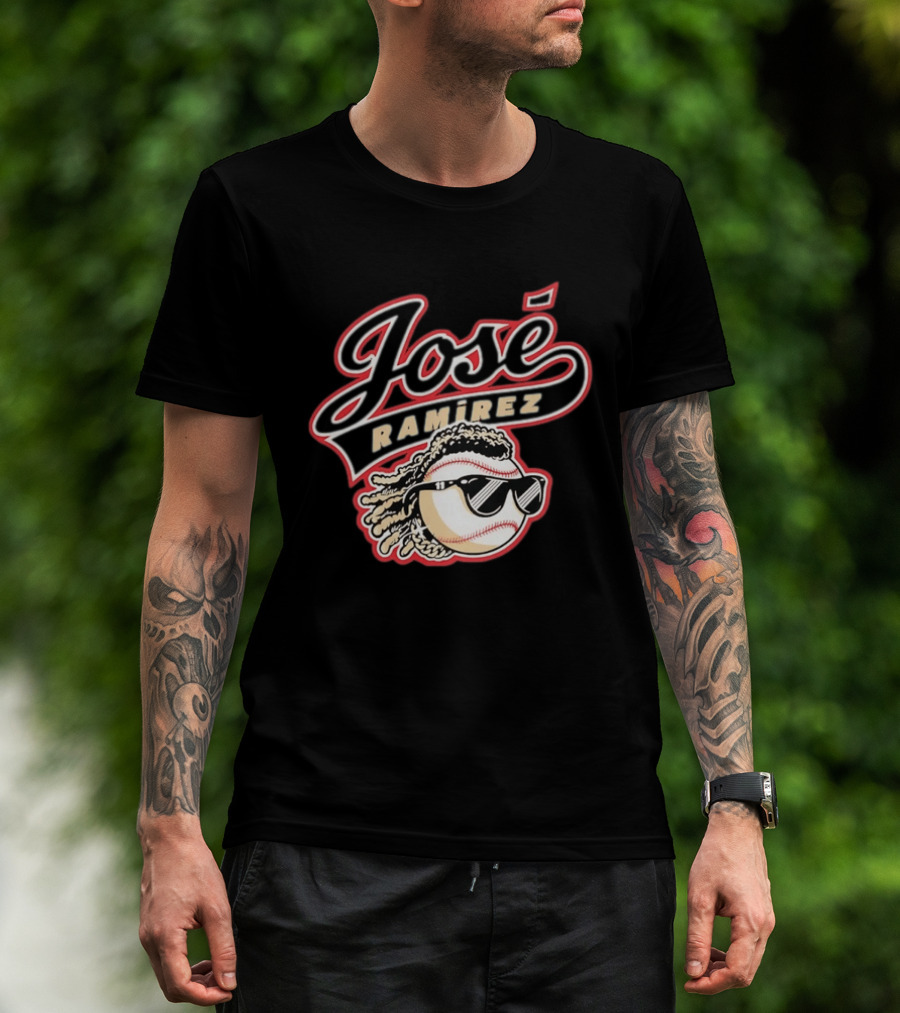 José Ramírez Cleveland Guardians Baseball Player Cool Baseball Icon With Sunglasses T-Shirt