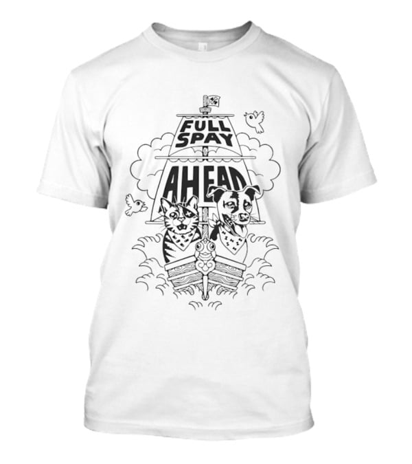 Full Spay Ahead Cat Dog Pirate Ship Adventure T-Shirt