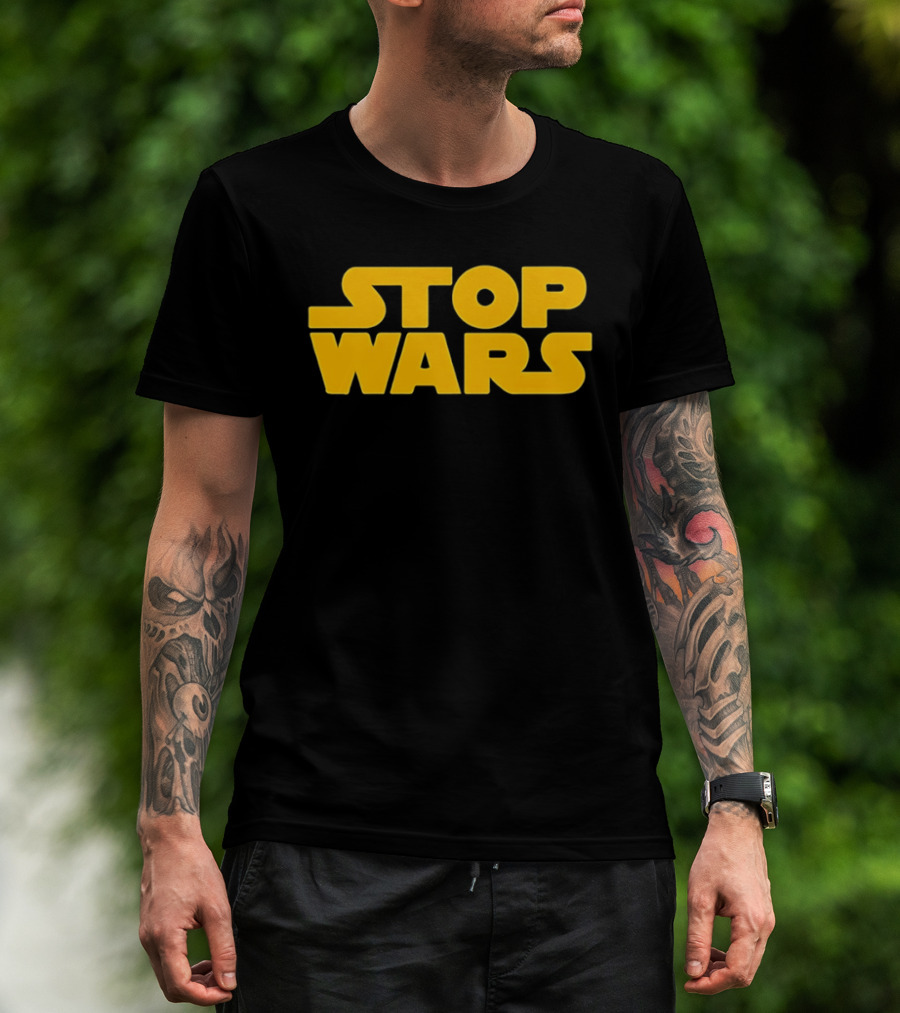 Stop Wars Peace Sci Fi Activism Iconic Yellow T-Shirt