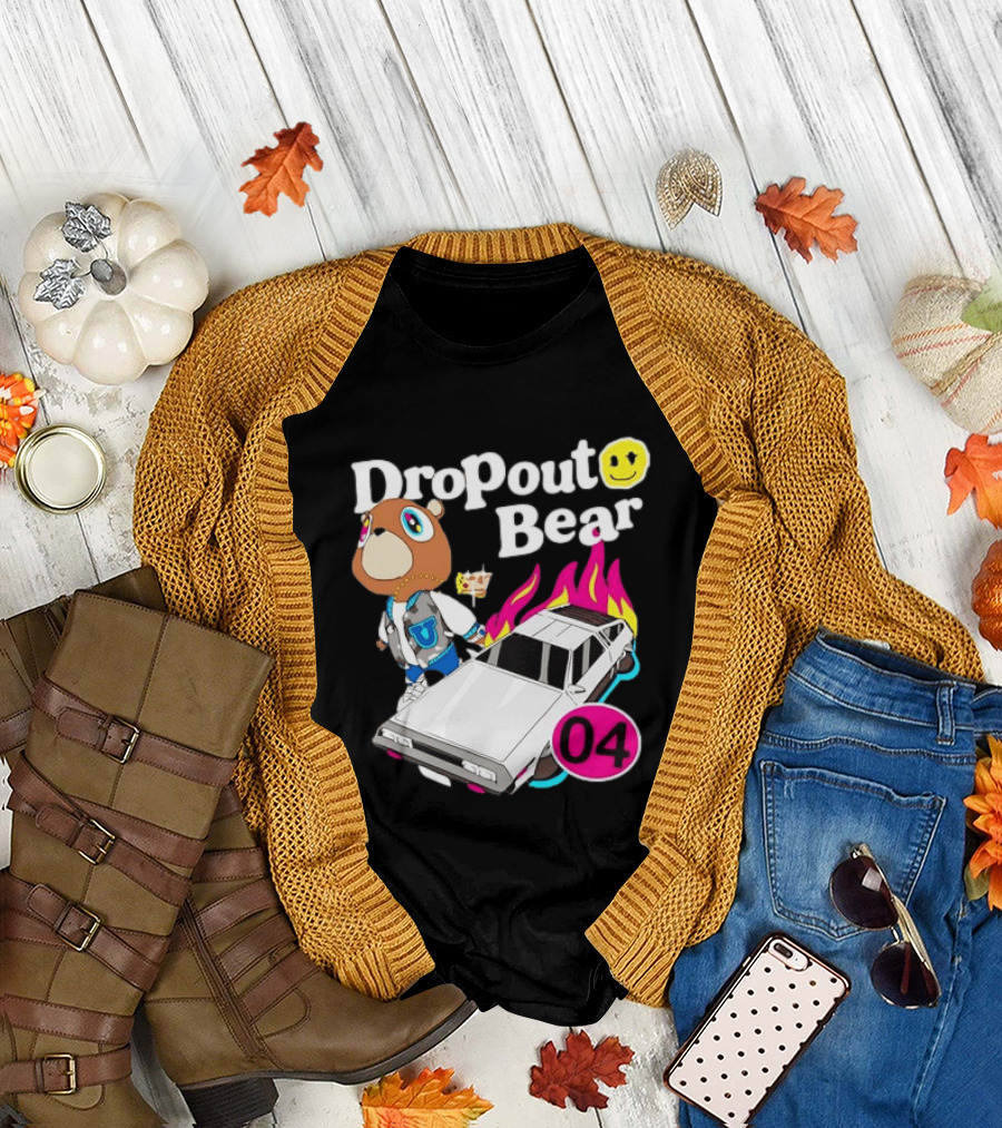Kanye West Dropout Bear DeLorean 04 Flame Sneakers T-Shirt
