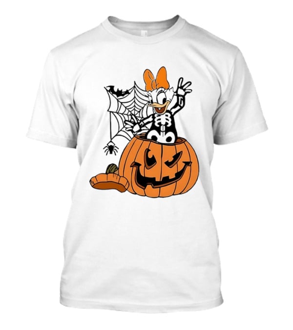 Daisy Duck Pumpkin Halloween Disney Character Spider Web T-Shirt