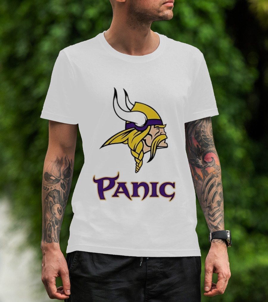 Minnesota Vikings Panic Viking Helmet Design NFL Fan T-Shirt