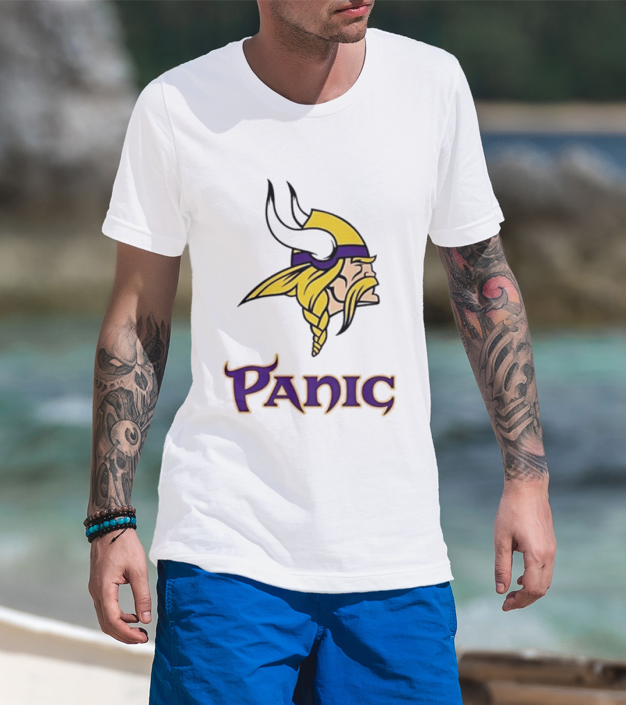 Minnesota Vikings Panic Viking Helmet Design NFL Fan T-Shirt