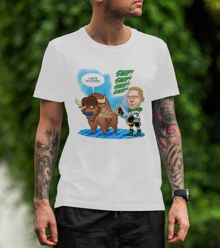 Dallas Stars No 96 I Hate Mooses Four Points Chip Chop Caricature T-Shirt