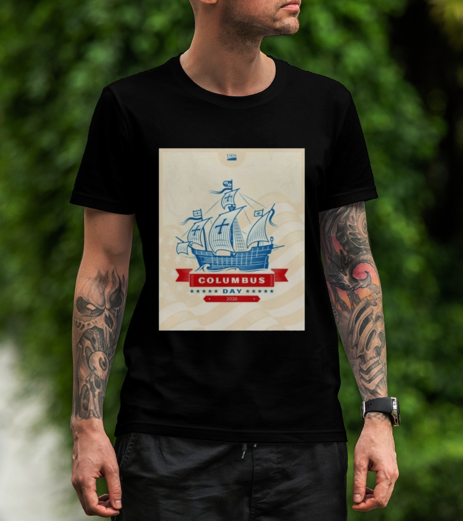 USDA Columbus Day 2026 Ship Celebration Stars And Stripes T-Shirt