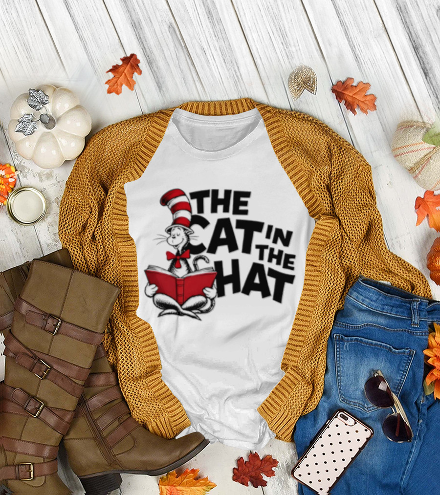 Dr Seuss The Cat In The Hat Reading Book T-Shirt