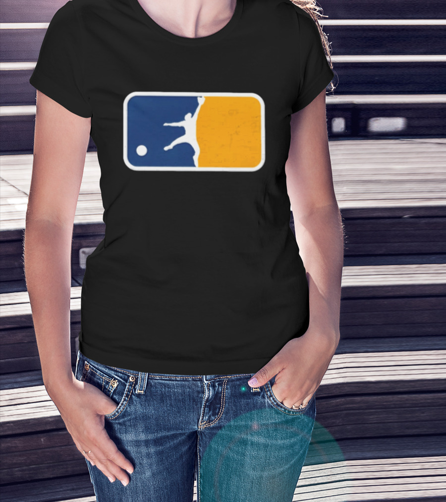 Milwaukee Brewers Baseball Leaping Catch Icon Luis Lara T-Shirt