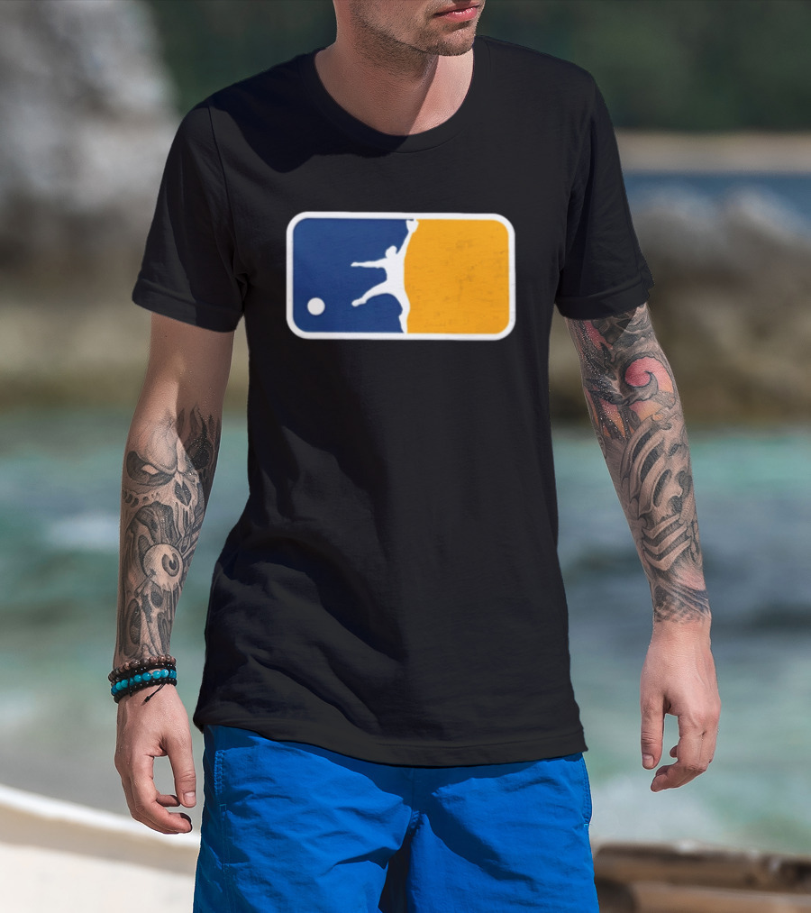 Milwaukee Brewers Baseball Leaping Catch Icon Luis Lara T-Shirt
