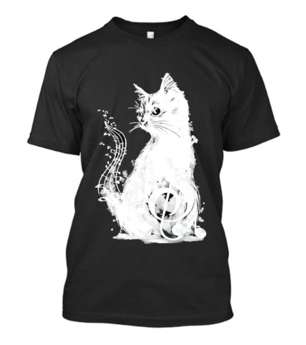 Musical Cat With Treble Clef And Notes T-Shirt