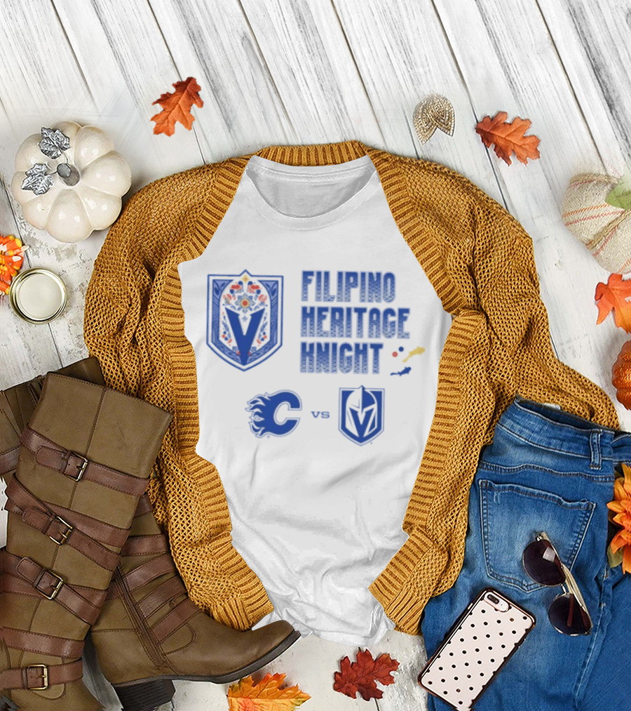 Filipino Heritage Knight Calgary Flames Vs Vegas Golden Knights Crossover Event T-Shirt
