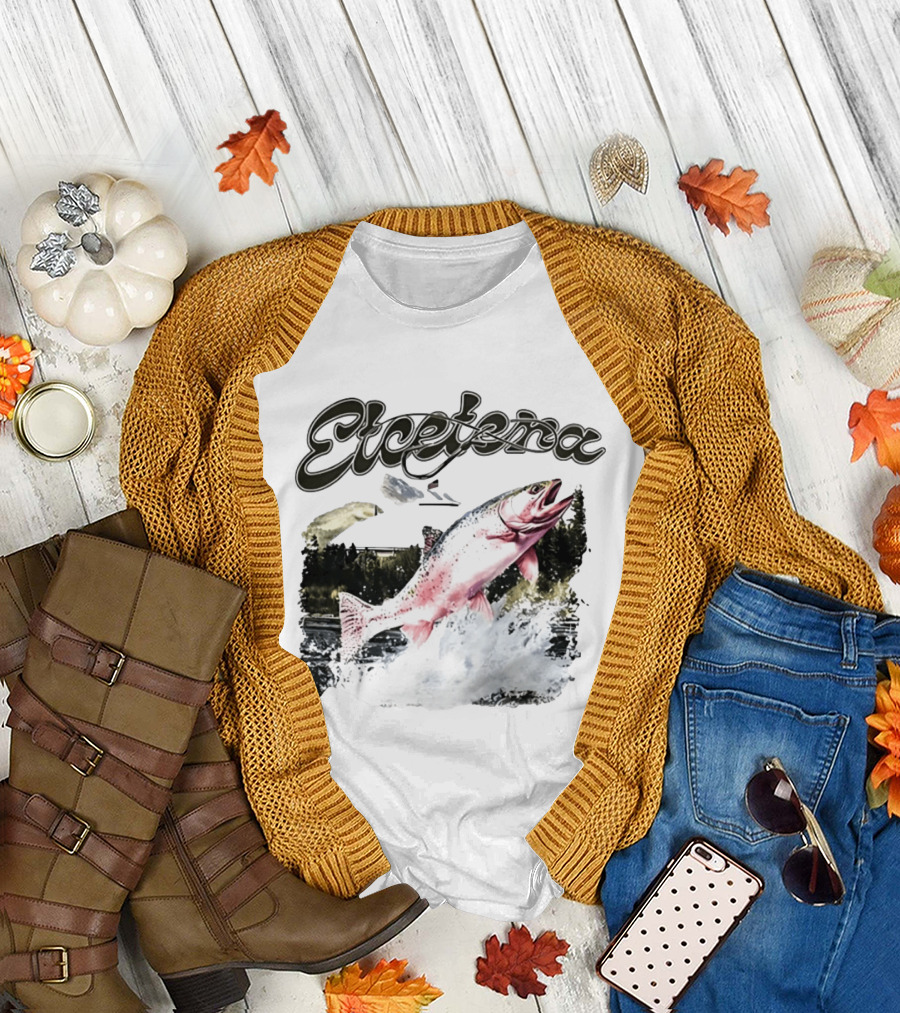 Etcetera Rainbow Trout Fishing Nature Scene T-Shirt