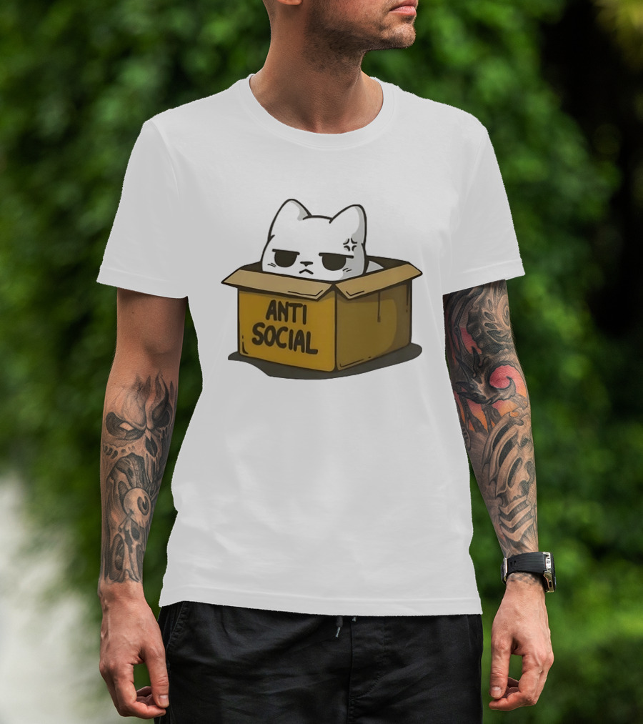 Grumpy Cat Anti Social Introvert In Box T-Shirt