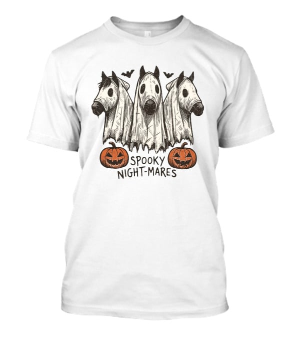 Spooky Night Mares Horse Halloween 2025 Pumpkin Bats T-Shirt