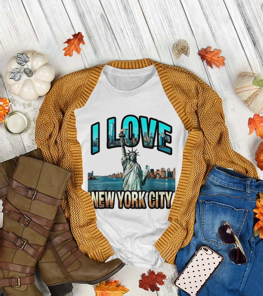 I Love New York City Statue Of Liberty Skyline T-Shirt