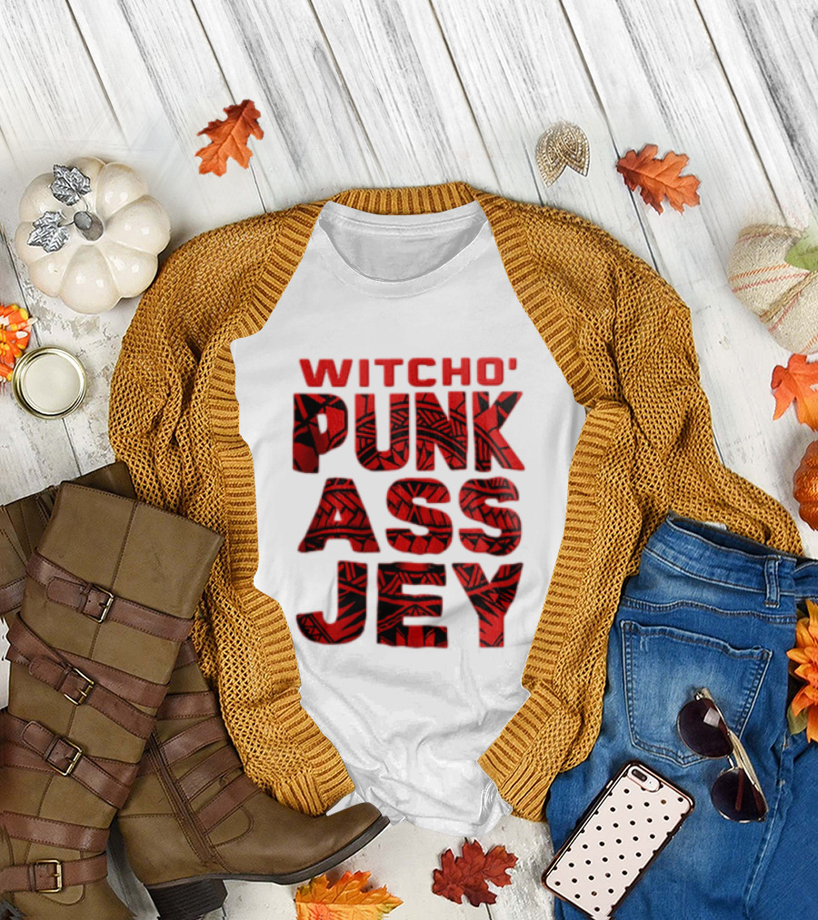 Witcho Punk ASS JEY Red And Black Tribal Patterned Block T-Shirt