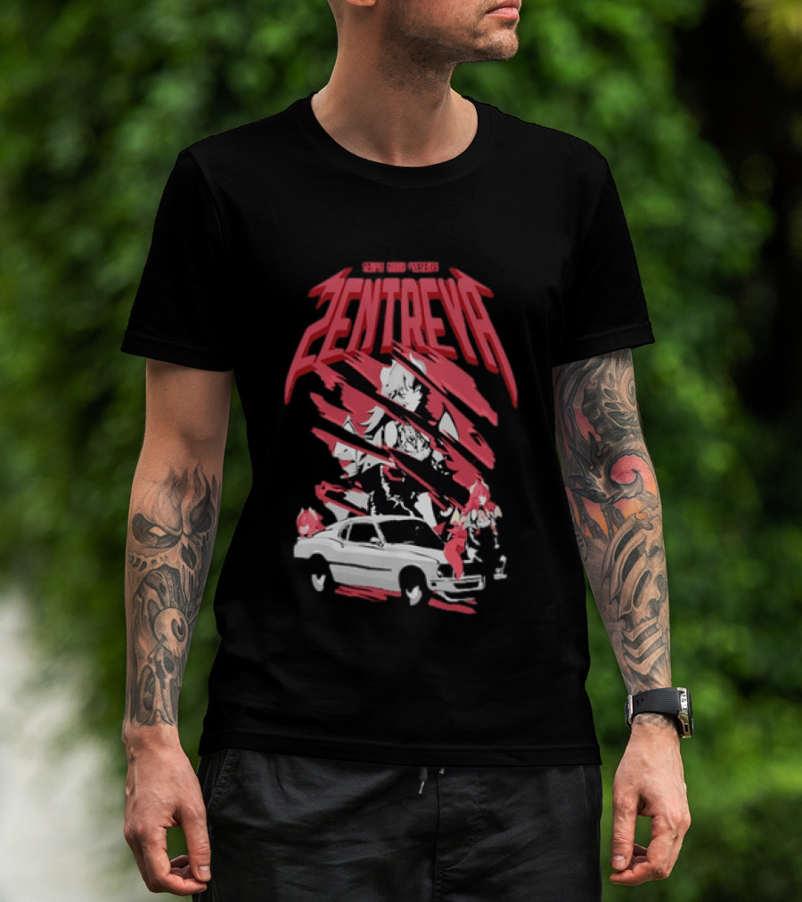 Zentreya Senpai Squad VTuber Anime Illustration With Sportscar And Manga T-Shirt