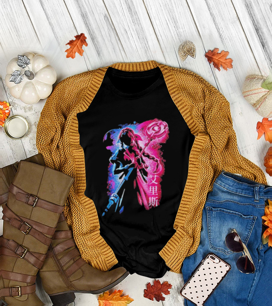 Aerith Gainsborough Final Fantasy VII Pink And Blue Japanese T-Shirt