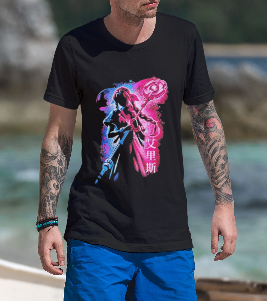 Aerith Gainsborough Final Fantasy VII Pink And Blue Japanese T-Shirt