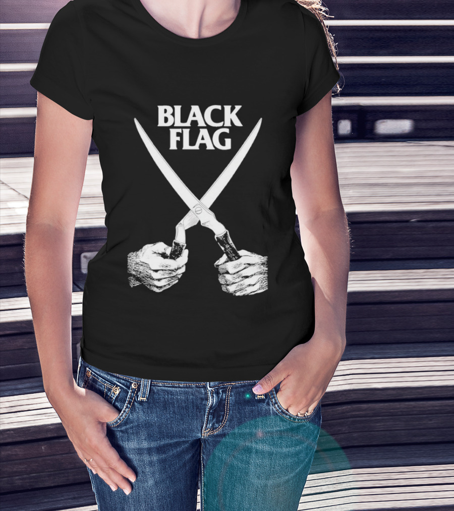 Black Flag Scissors Punk Rock Raymond Pettibon T-Shirt