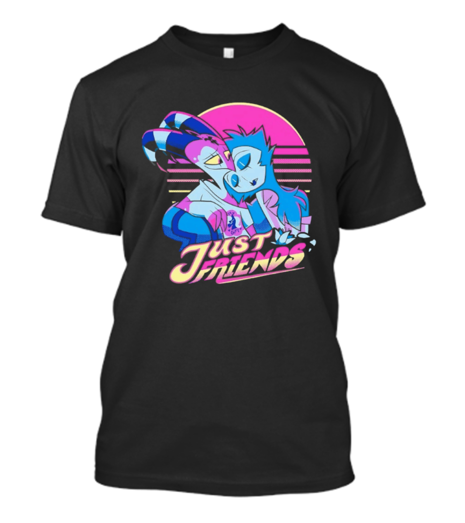 Just Friends Blitzø Stolas Helluva Boss Neon Sunset T-Shirt
