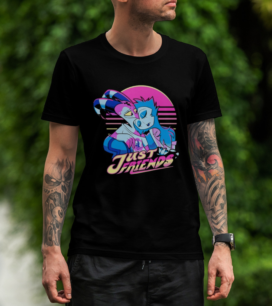 Just Friends Blitzø Stolas Helluva Boss Neon Sunset T-Shirt