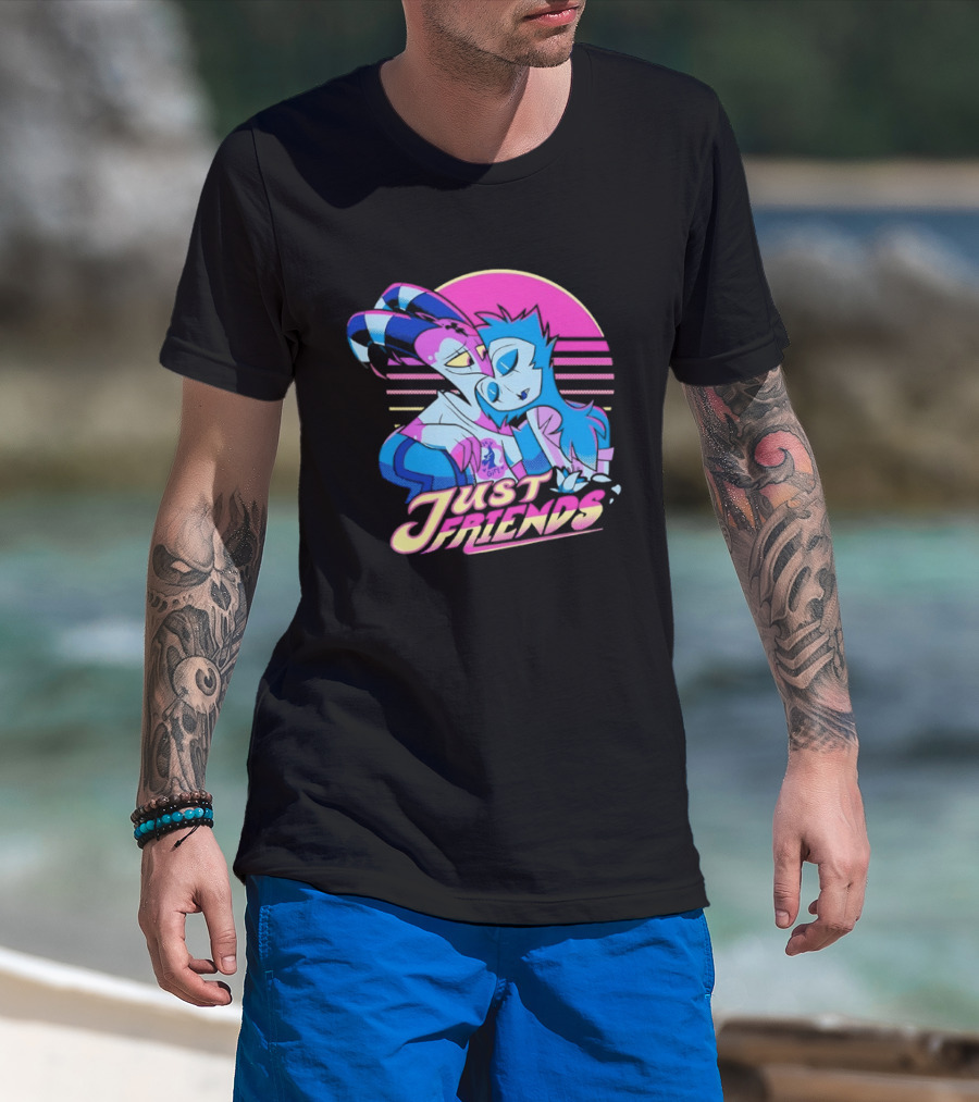 Just Friends Blitzø Stolas Helluva Boss Neon Sunset T-Shirt