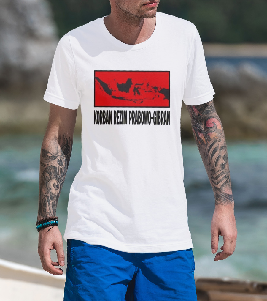 Korban Rezim Prabowo Gibran Subianto Indonesia Map T-Shirt