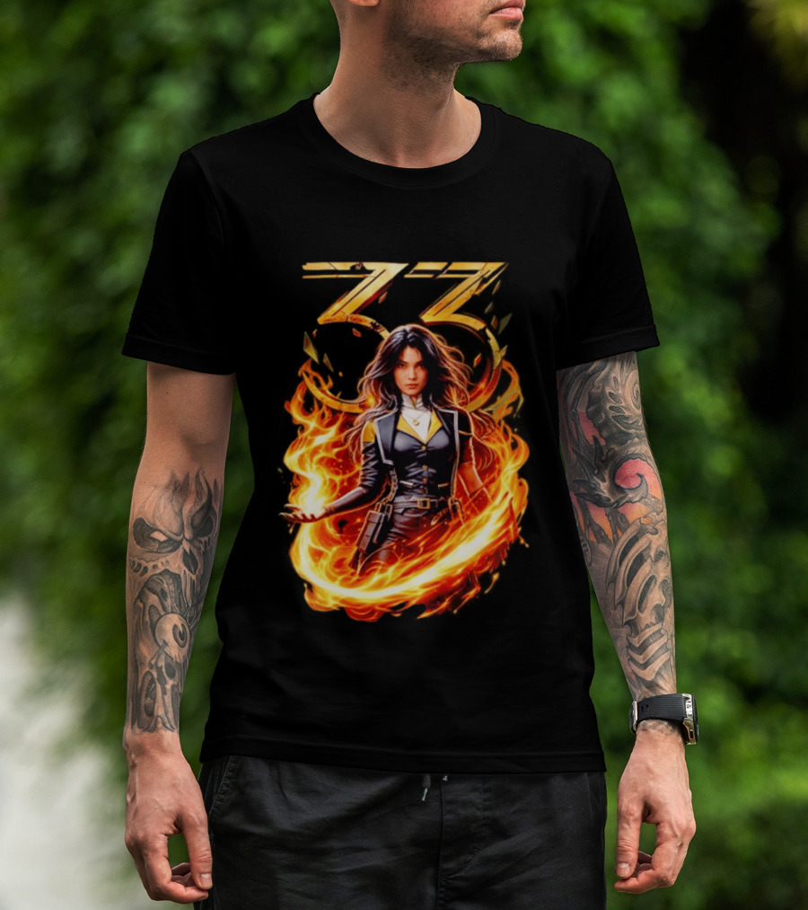 33 Fire Sorceress Fantasy Flames T-Shirt
