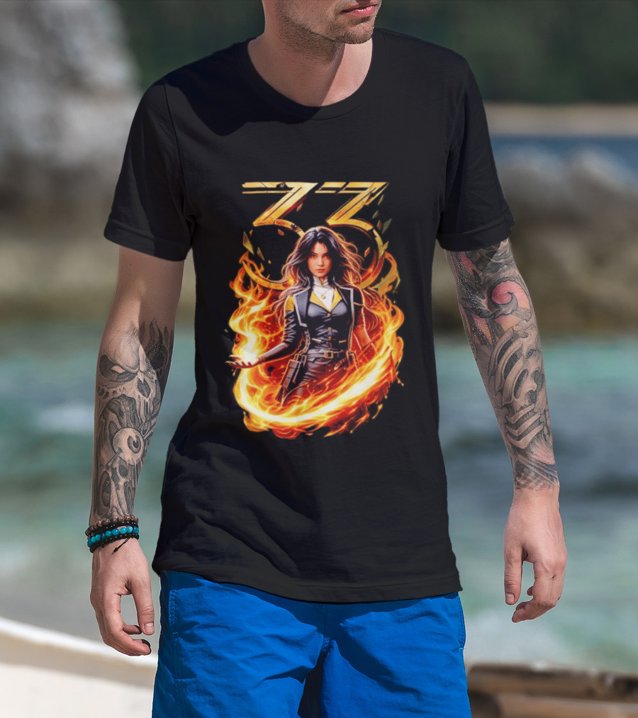 33 Fire Sorceress Fantasy Flames T-Shirt