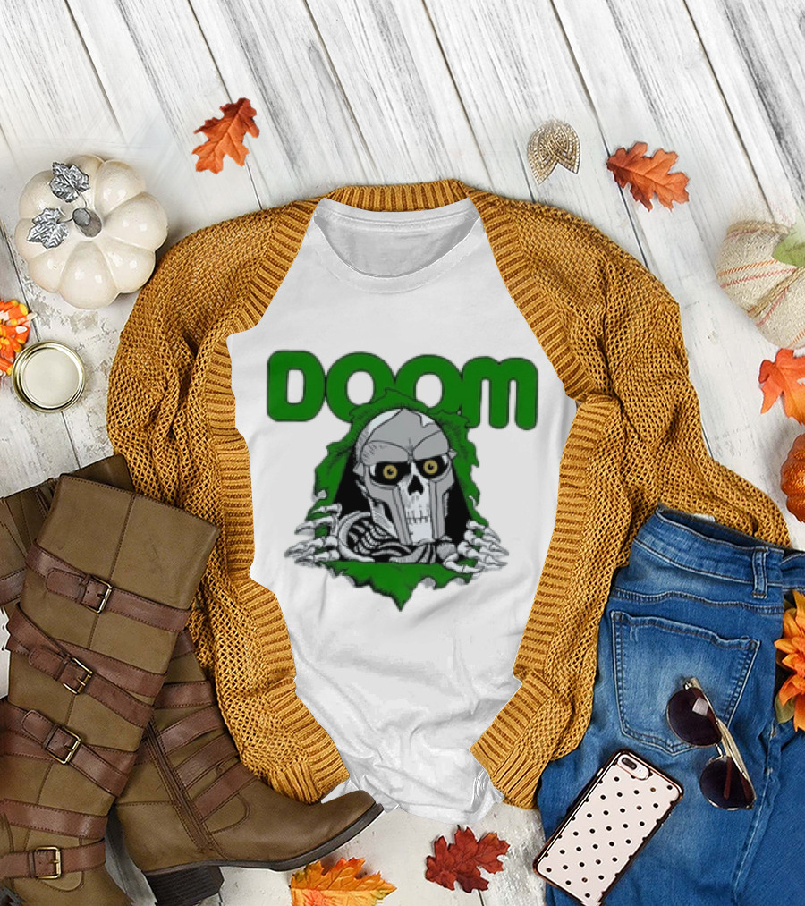 Doom Metal Face Skeleton Mask Hip Hop T-Shirt