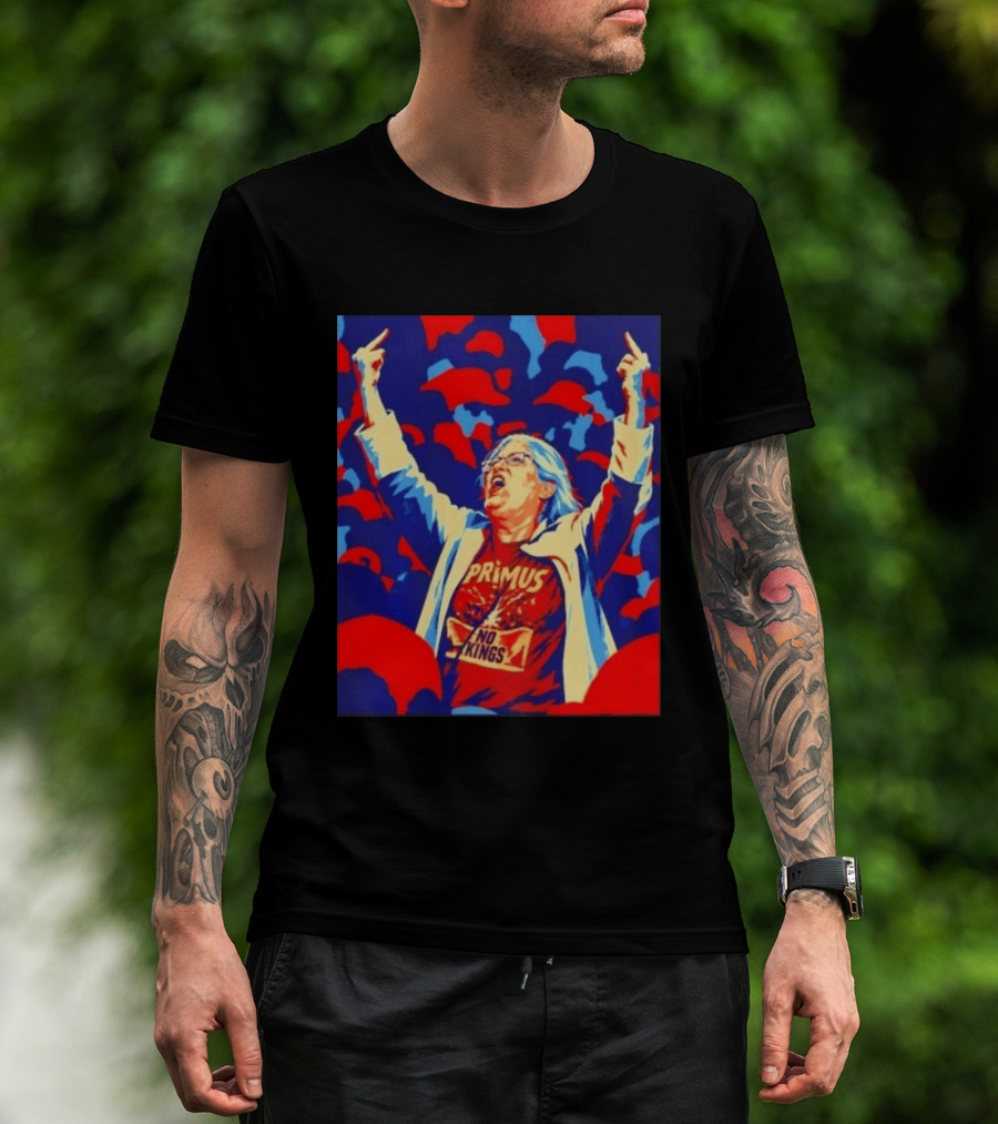 Primus No Kings Les Claypool Protest Art Blue Red T-Shirt
