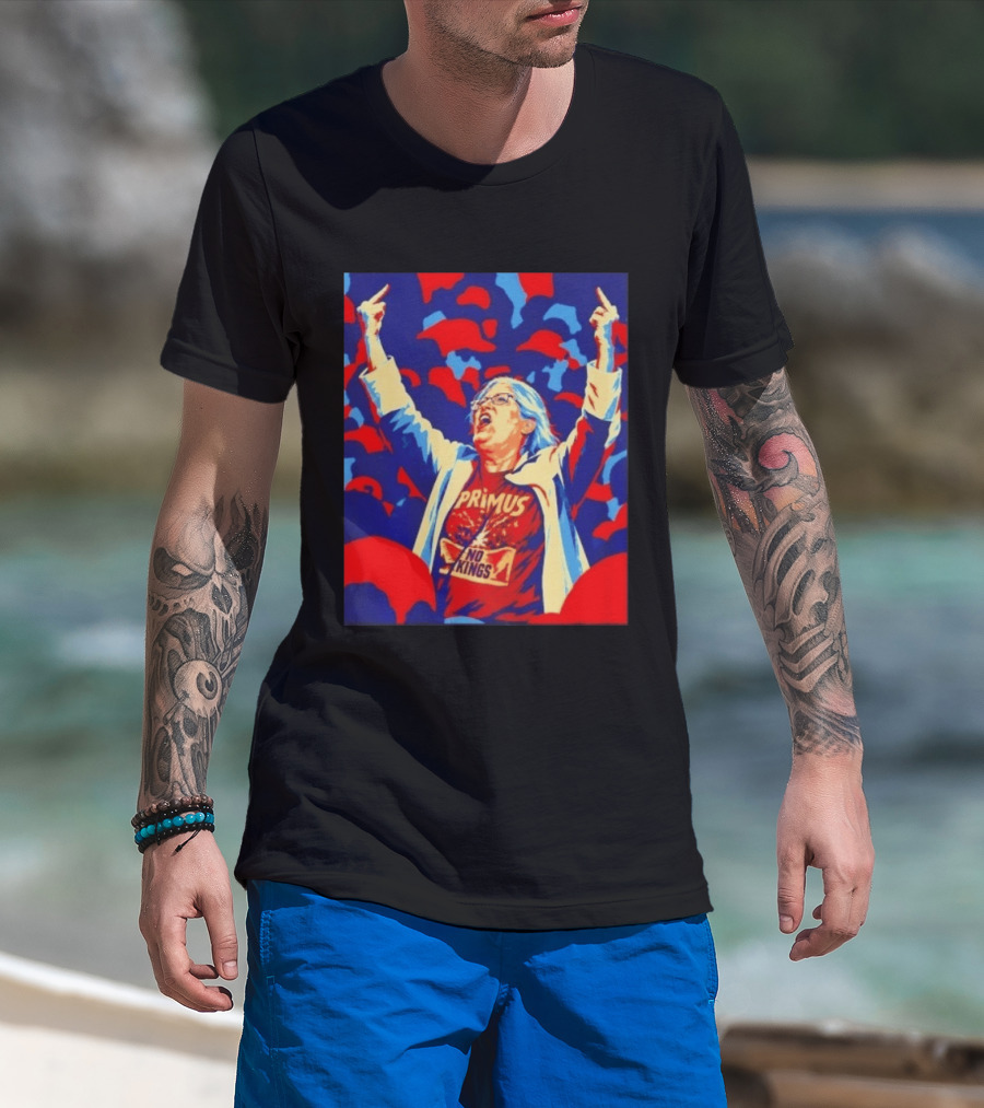 Primus No Kings Les Claypool Protest Art Blue Red T-Shirt