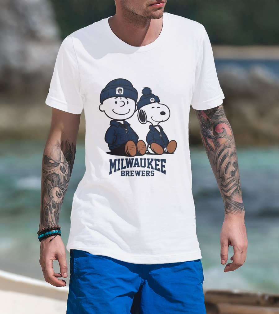 Milwaukee Brewers Charlie Brown Snoopy MLB Collaboration T-Shirt