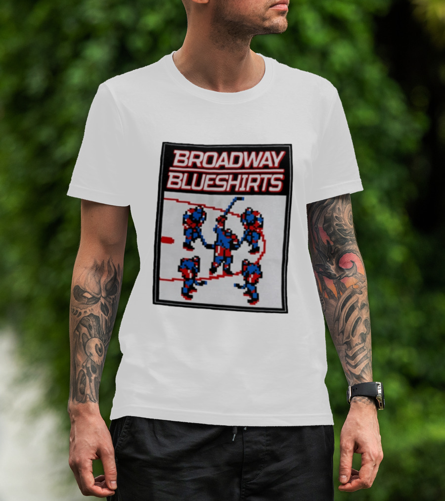 Broadway Blueshirts New York Rangers NHL Pixel Hockey Players T-Shirt