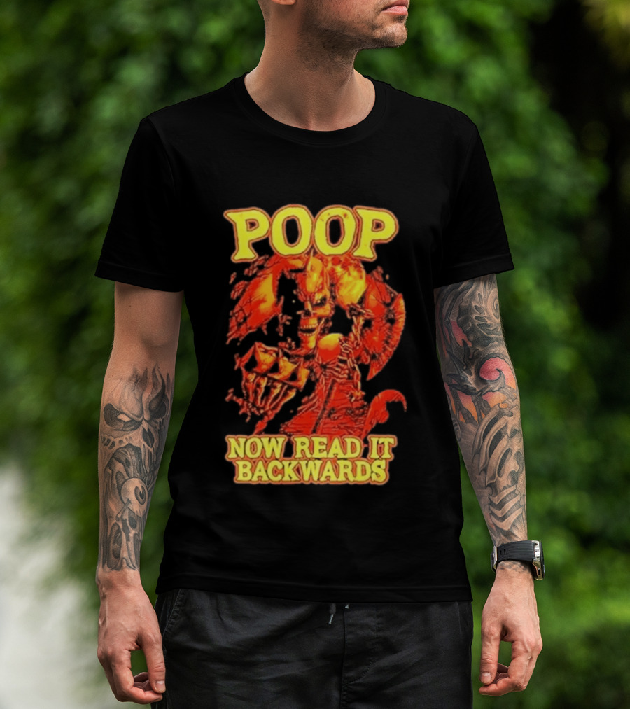 Skeleton Poop Now Read It Backwards Halloween Humor T-Shirt