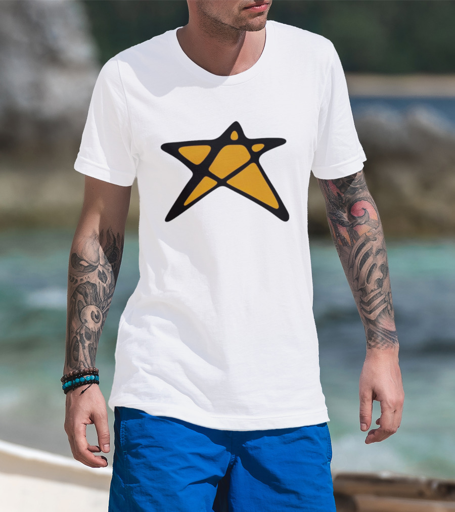 Orange Star Shape Unique Abstract T-Shirt