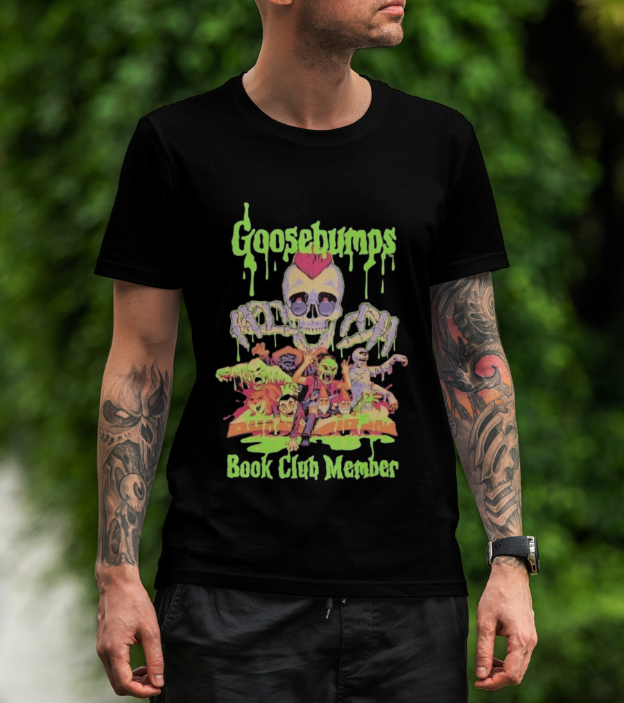 Goosebumps Book Club Member Skull Zombies RL Stine Horror T-Shirt