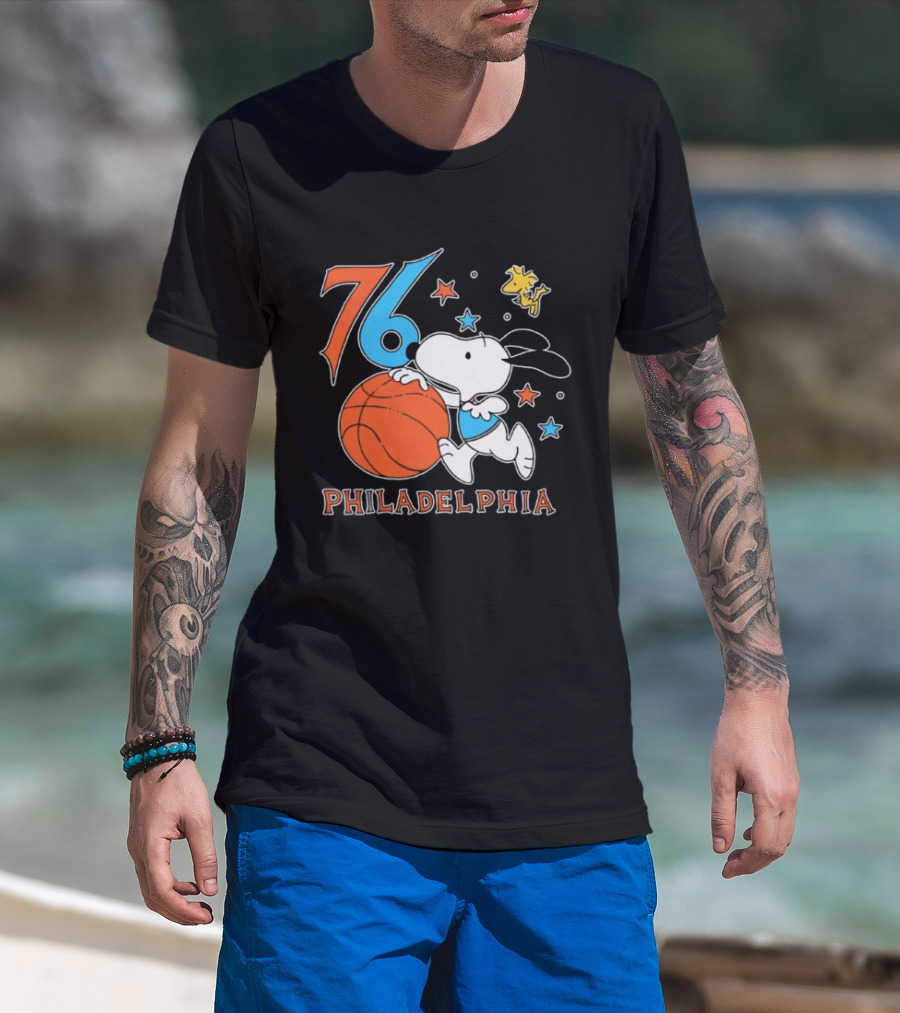 76 Philadelphia Snoopy Basketball Peanuts T-Shirt
