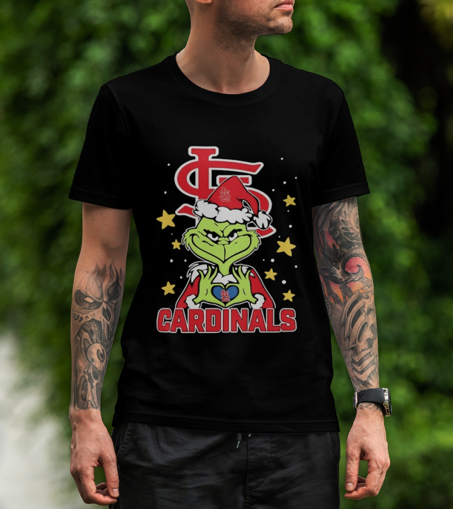 St Louis Cardinals Grinch Heart Hands Christmas 2026 T-Shirt