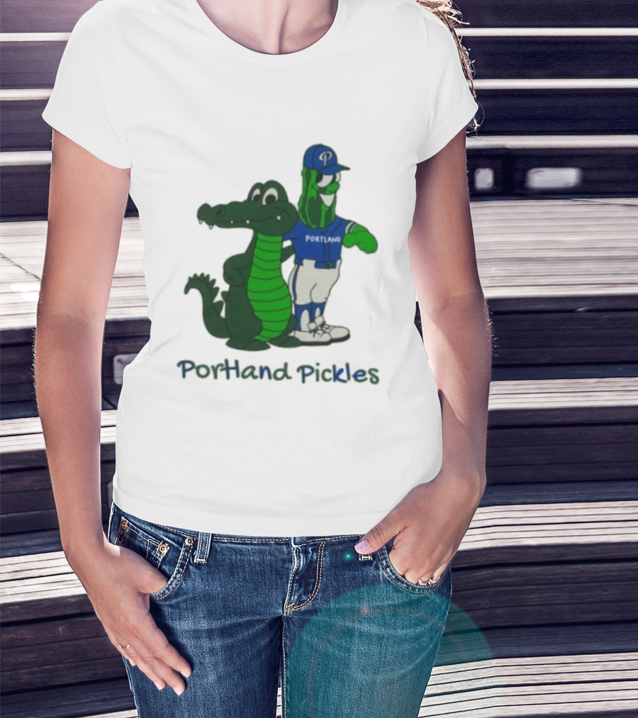 Portland Pickles And Gator Baseball Team Mascots T-Shirt