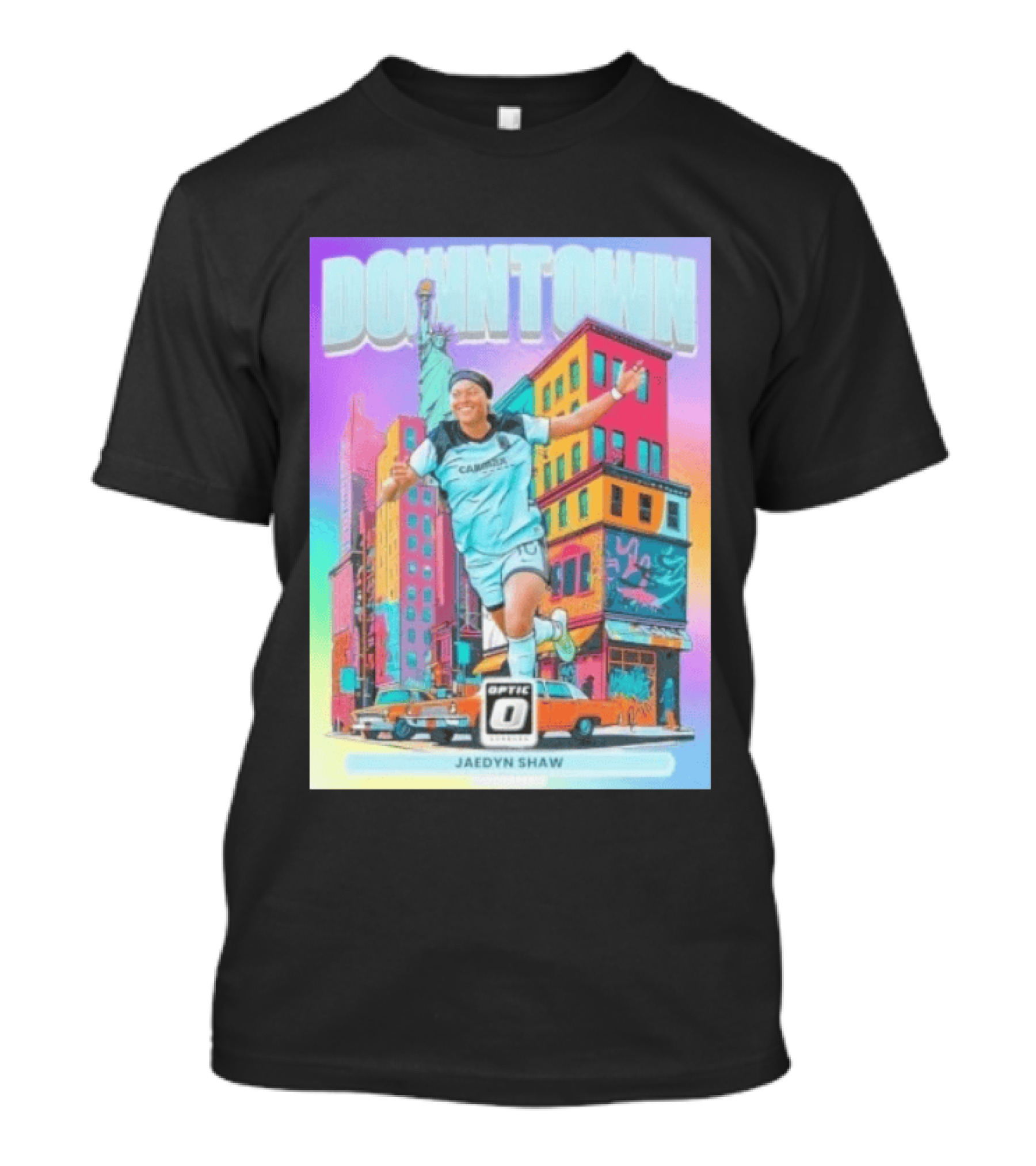 Downtown Jaedyn Shaw Optic Donruss Card Gotham FC Cityscape T-Shirt