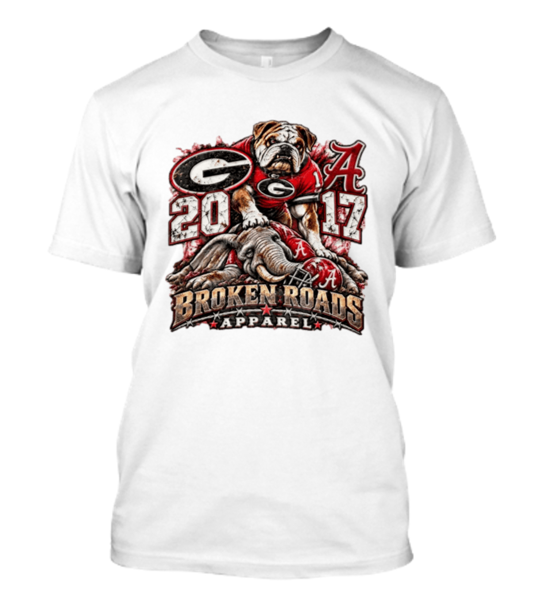 Georgia Bulldogs Vs Alabama 2017 Broken Roads Apparel Vintage Rivalry T-Shirt