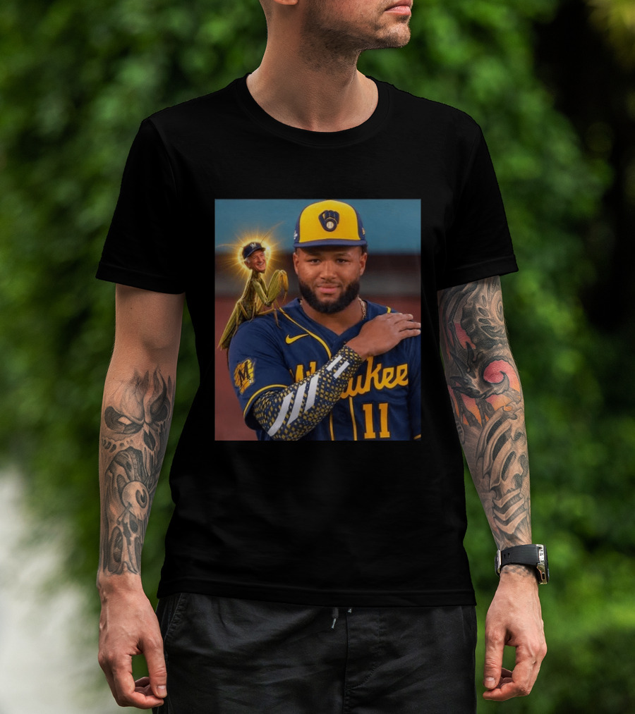 Milwaukee Brewers Uecker Praying Mantis Good Luck Charm T-Shirt