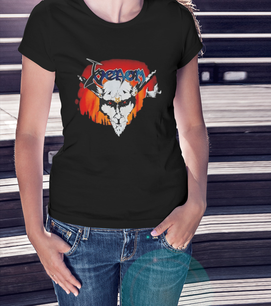 Venom Heavy Metal Goat With Star Symbol And Fiery T-Shirt
