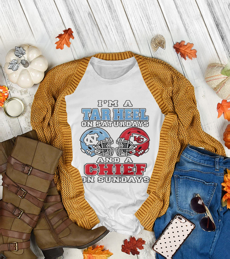 I'm A Tar Heel On Saturdays And A Chief On Sundays Football Helmets T-Shirt