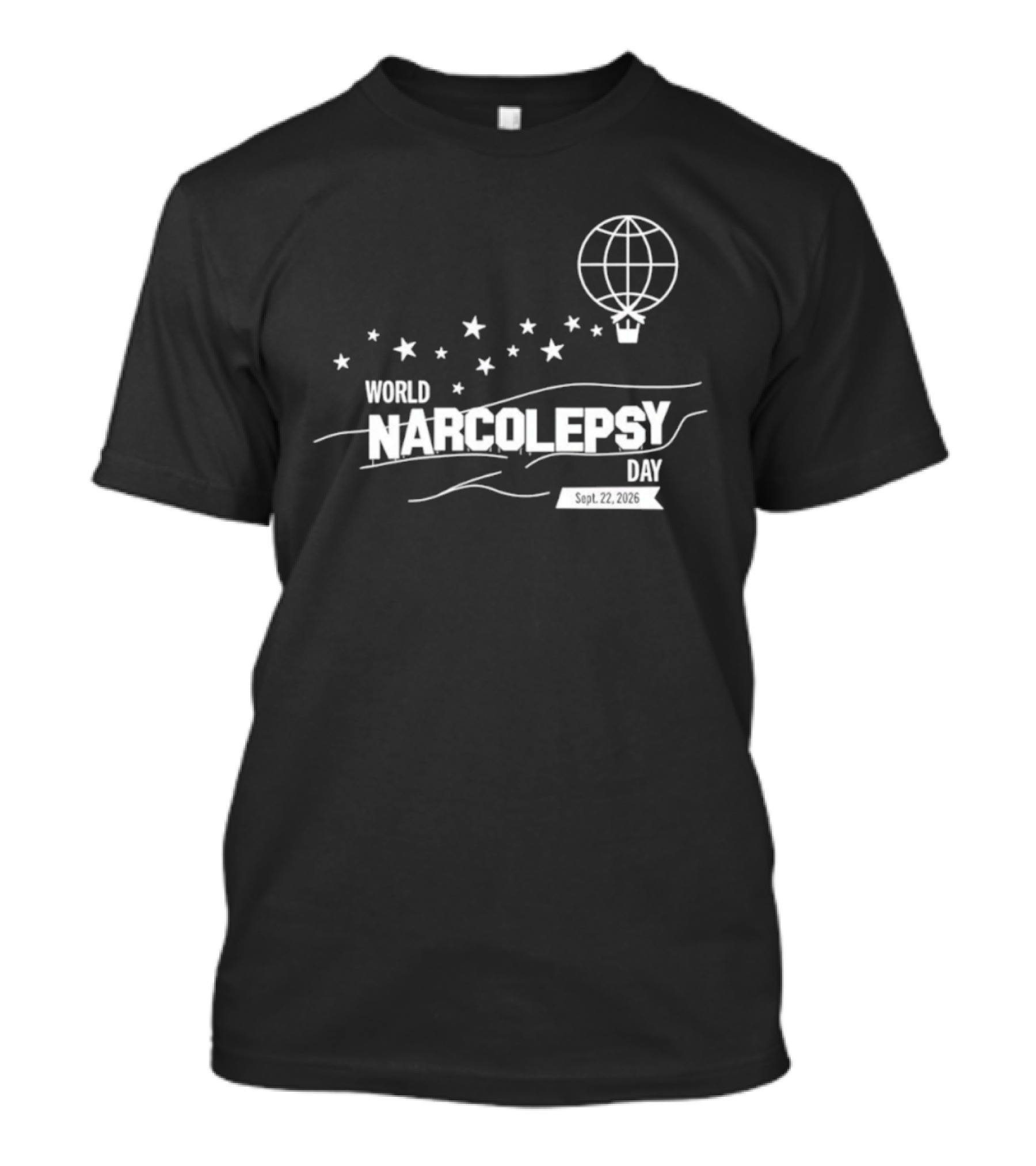World Narcolepsy Day September 22 2026 Sleep Disorder Awareness Hot Air Balloon Stars T-Shirt