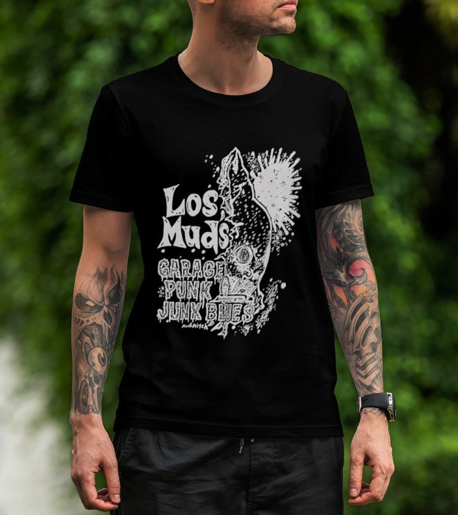 Los Muds Garage Punk Junk Blues Mudhitch Mohawk Sketch T-Shirt