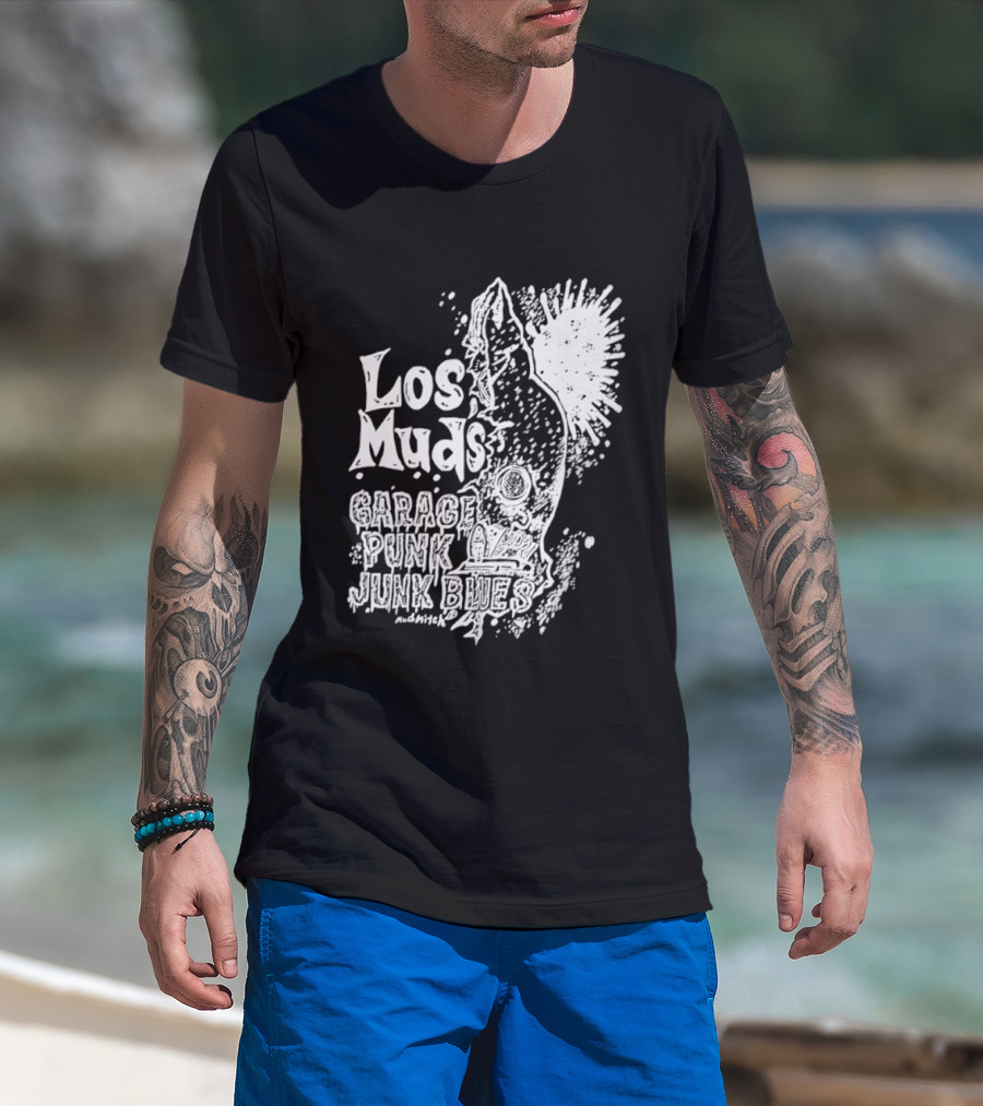 Los Muds Garage Punk Junk Blues Mudhitch Mohawk Sketch T-Shirt